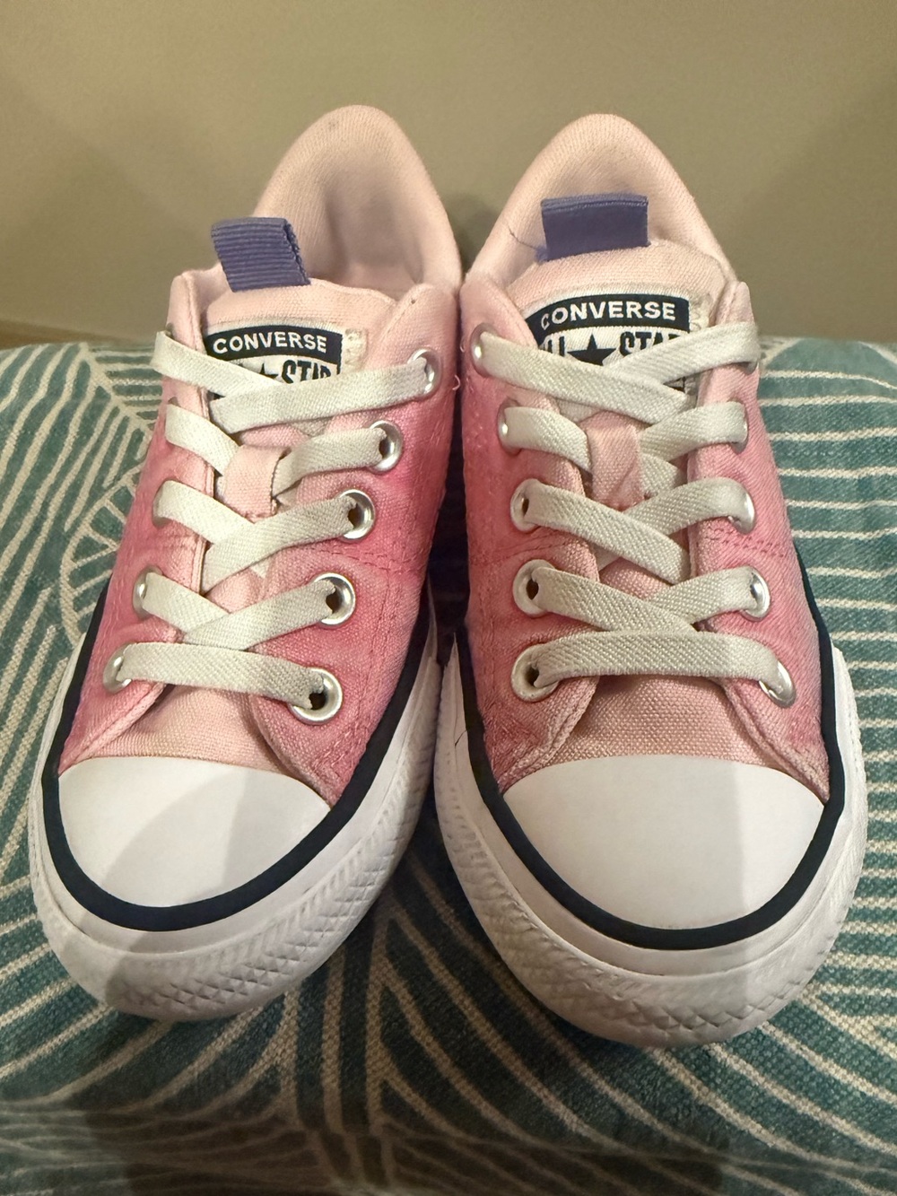 Converse Kids Pink, Purple, and White Low Top Sneakers Size 13
